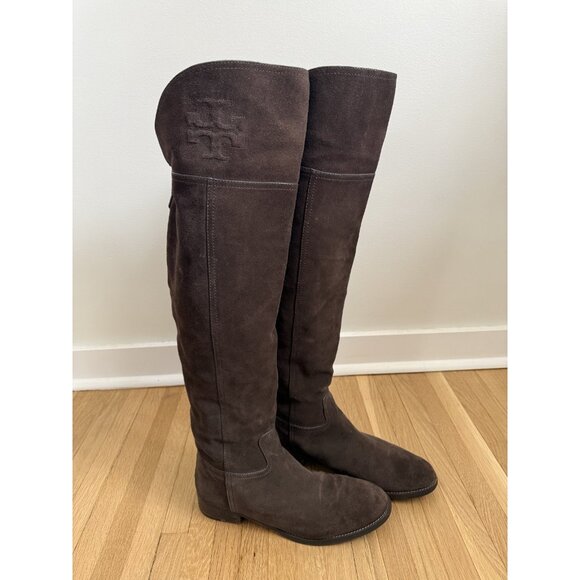 Tory Burch Simone Brown Suede Leather Over The Knee Riding Boot Festival 10.5M